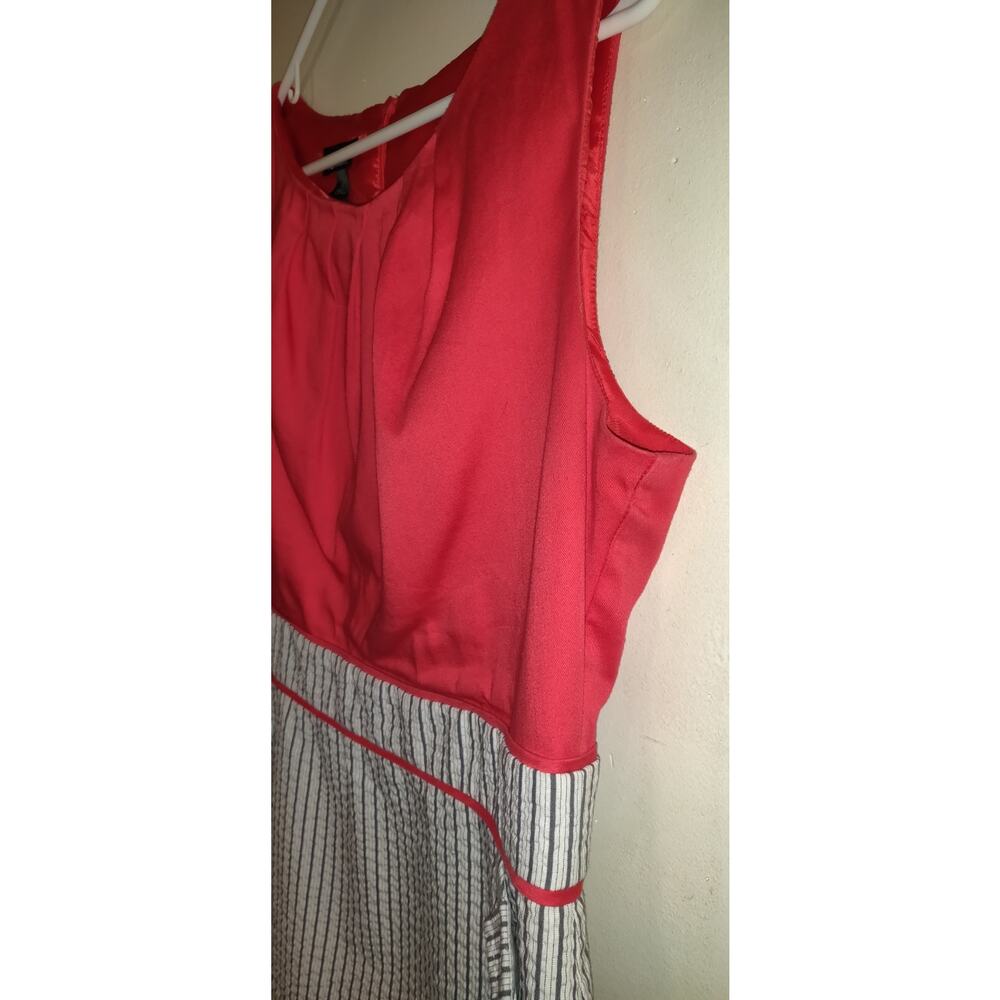 Alyx Seersucker Dress Sz 14 Red Gray Nautical Pockets Boating Lined Sleeveless - Picture 7 of 16